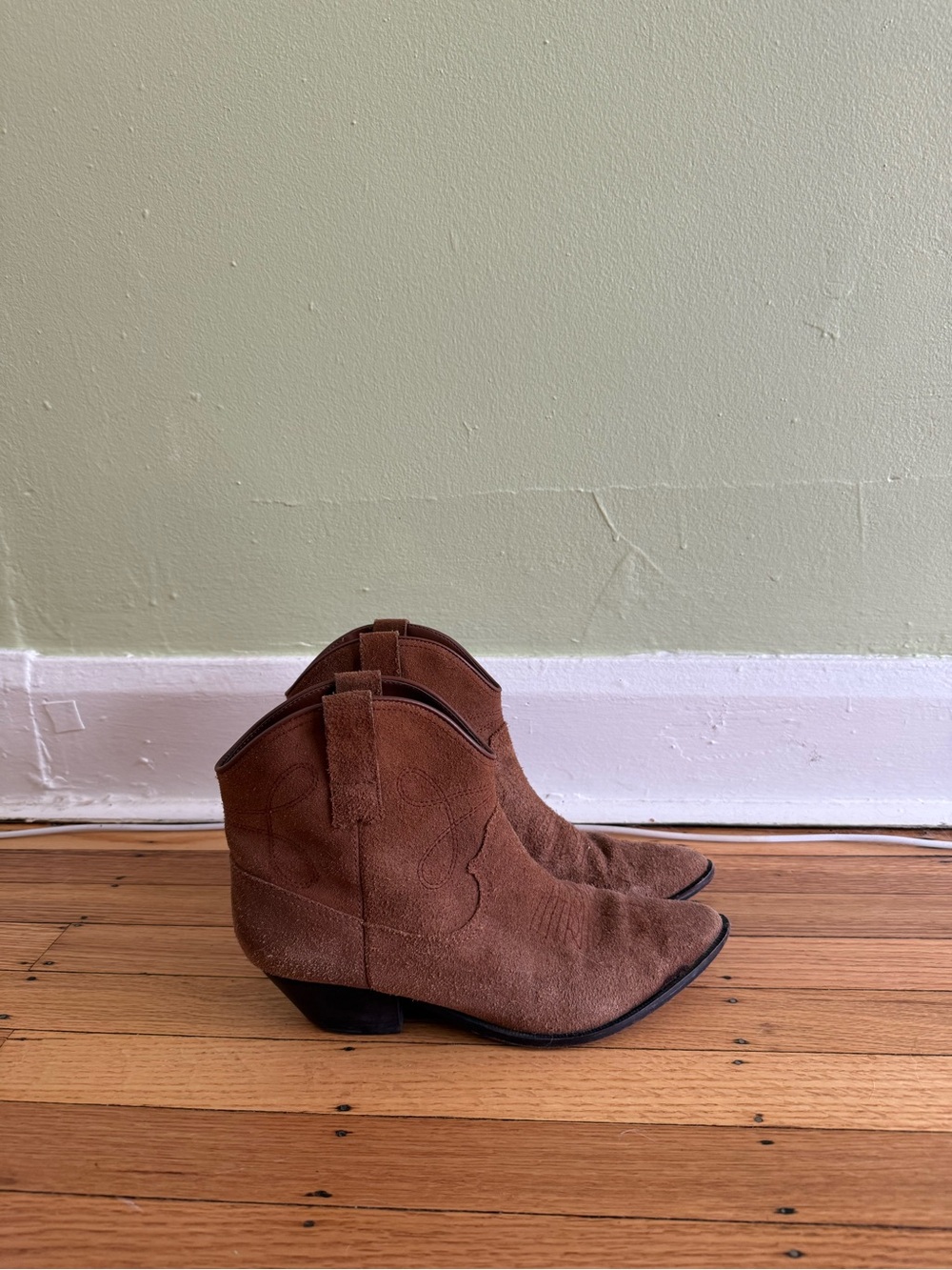 Schultz Brown Suede Western Ankle Booties